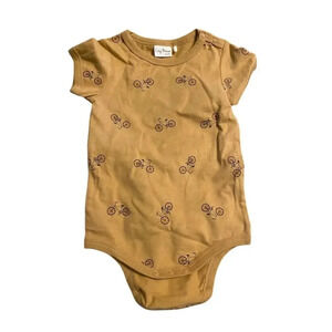 City Mouse Baby Bicycle Onesie Yellow Short Sleeve Bodysuit 9-12M